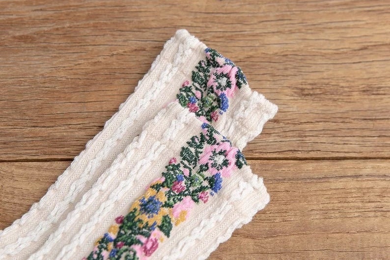 Vintage Japanese Harajuku Floral Socks* Mother\u2019s Day Gift For Mum* Women Socks* Fall Socks* Winter Socks* Crazy Socks* Birthday Gift For Her