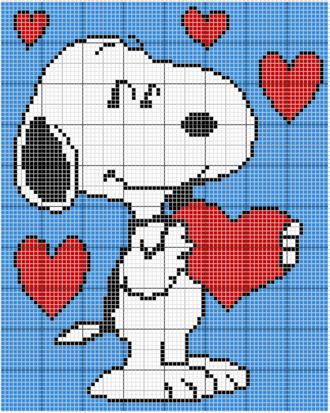 Snoopy and Hearts C2C Blanket Crochet Pattern Graphgan Afghan Etsy