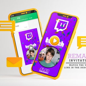 Streamer party video invitation, Video Game Party, Video Game Birthday Invitation, streamer digital invitation, Custom Video,