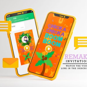 chicka chicka boom boom invitation, chicka chicka boom boom birthday video invitation, chicka chicka boom boom digital card