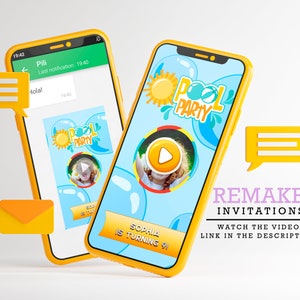 pool party birthday video invitation girl, 1st birthday pool party, girl pool party birthday invitation, Pool Party video invitation