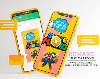 super mario invitation, mario video Invitation, mario invitations, Super Mario invitations, Mario Bros birthday invitation, mario invite