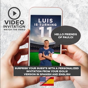 Personalisierte Kylian Mbappé Geburtstag Video Einladung, Kylian Geburtstagskarte, Mbappé Invite, Digital Download Mbappe Einladung