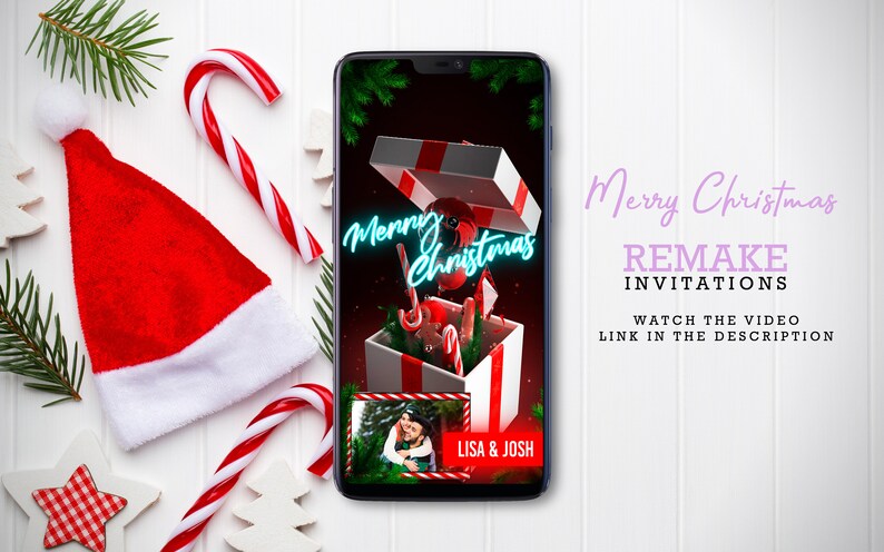Video digital Navidad, tarjeta de felicitación de Navidad, tarjeta de ...