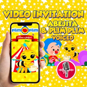 Invitación de abejita chiquitita y plim plim con voz, video invitacion abejita plim plim, invitacion abeja personaje de plim plim