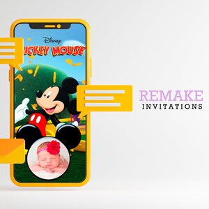 Mickey Mouse Houseclub Video invitation, Mickey Mouse digital card, Mickey Mouse digital invitation, mickey mouse 1st birthday Invitation image 2