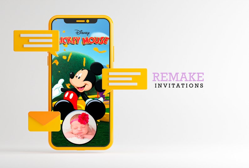 Mickey Mouse Houseclub Video invitation, Mickey Mouse digital card, Mickey Mouse digital invitation, mickey mouse 1st birthday Invitation image 2