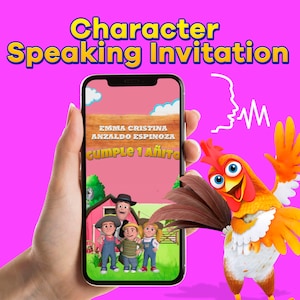 de granja de zenon para niña video-uitnodiging, zenon-uitnodiging, bartolito video-uitnodiging, de dieren van de granja-uitnodiging