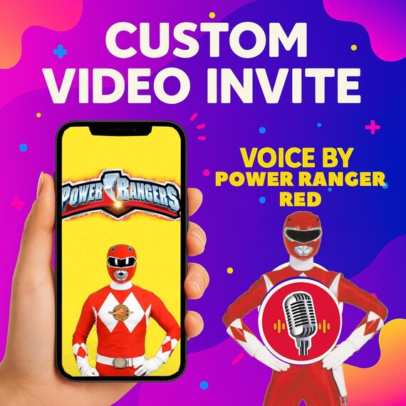 Power Rangers Custom Video Invite with RED RANGER VOICE, Personalized Birthday Announcement, Action-Packed Digital Invitation