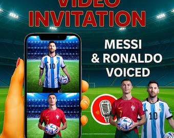 Video invitación de Lionel Messi y Cristiano Ronaldo, invitación de cumpleaños de fútbol de Leo Messi y Cristiano Ronaldo, Copa Mundial de Leo Messi