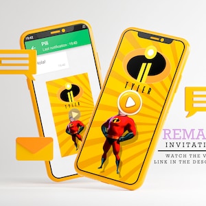 The Incredibles Video invitation, The Incredibles digital card, The Incredibles digital invitation, video invitation, digital card, card