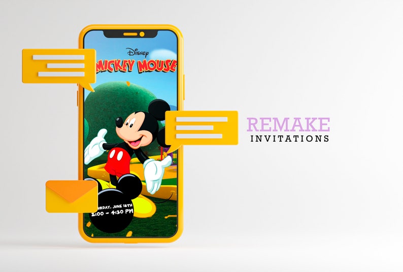 Mickey Mouse Houseclub Video invitation, Mickey Mouse digital card, Mickey Mouse digital invitation, mickey mouse 1st birthday Invitation image 6