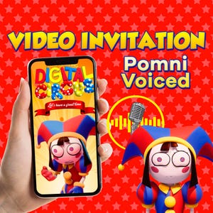 Increíble video invitación de fiesta de cumpleaños de circo digital, video animado digital de Pomni, video invitación de circo digital