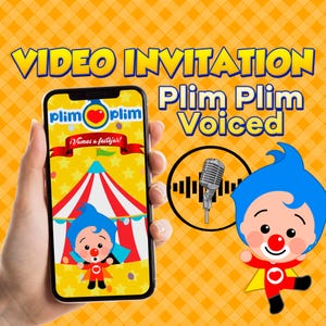 plim plim video invitacion, plim plim convite de cumpleaños, plim plim el payasito invitacion, plim plim circo invitacion infantil