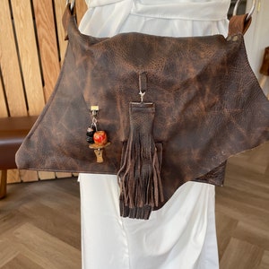 Top grain leather crossbody bag