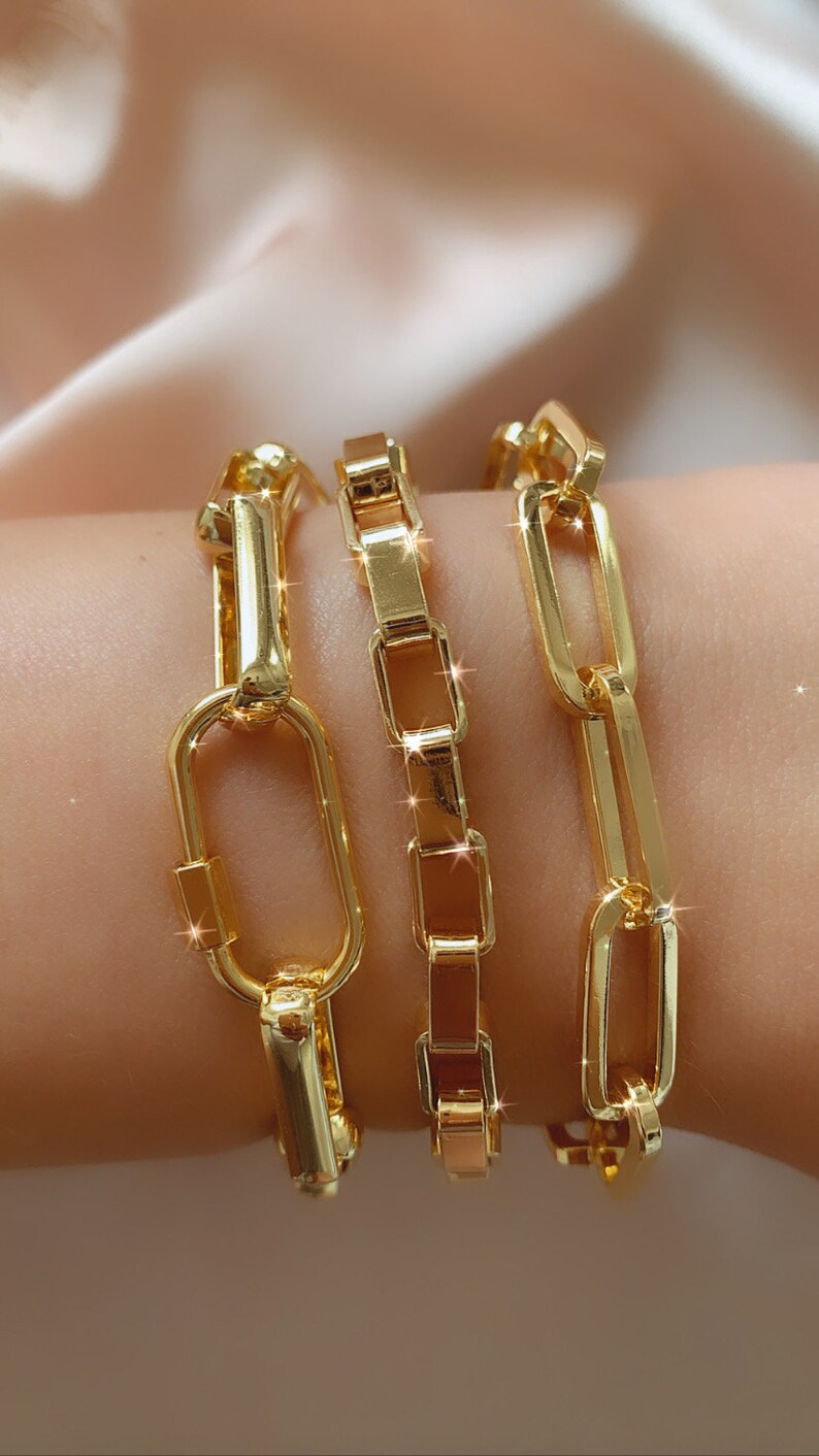 Stacking 18k gold-plated link Chain Bracelet Minimalist Bracelet Delicate Layering Dainty