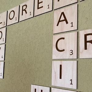 Scrabble Letters for Wall Decor | Wall Letters | Scrabble Wall Art | Personalized Scrabble Tiles | Custom Wooden Scrabble Letters