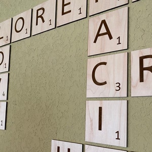 Scrabble Letters for Wall Decor | Wall Letters | Scrabble Wall Art | Personalized Scrabble Tiles | Custom Wooden Scrabble Letters