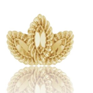 May include: Gold-toned three-leaf design earring with a rope-like texture.