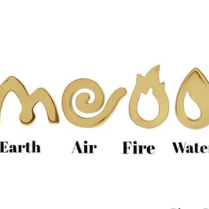 14 karat solid gold Earth, Air, Fire, Water Elements. Decorative gold ends. Threaded and threadless options. Element body jewelry.