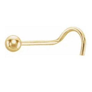 14K Yellow 1.5 mm Ball 22 Gauge Nose Stud Classic ball nose ring. Simple nose stud