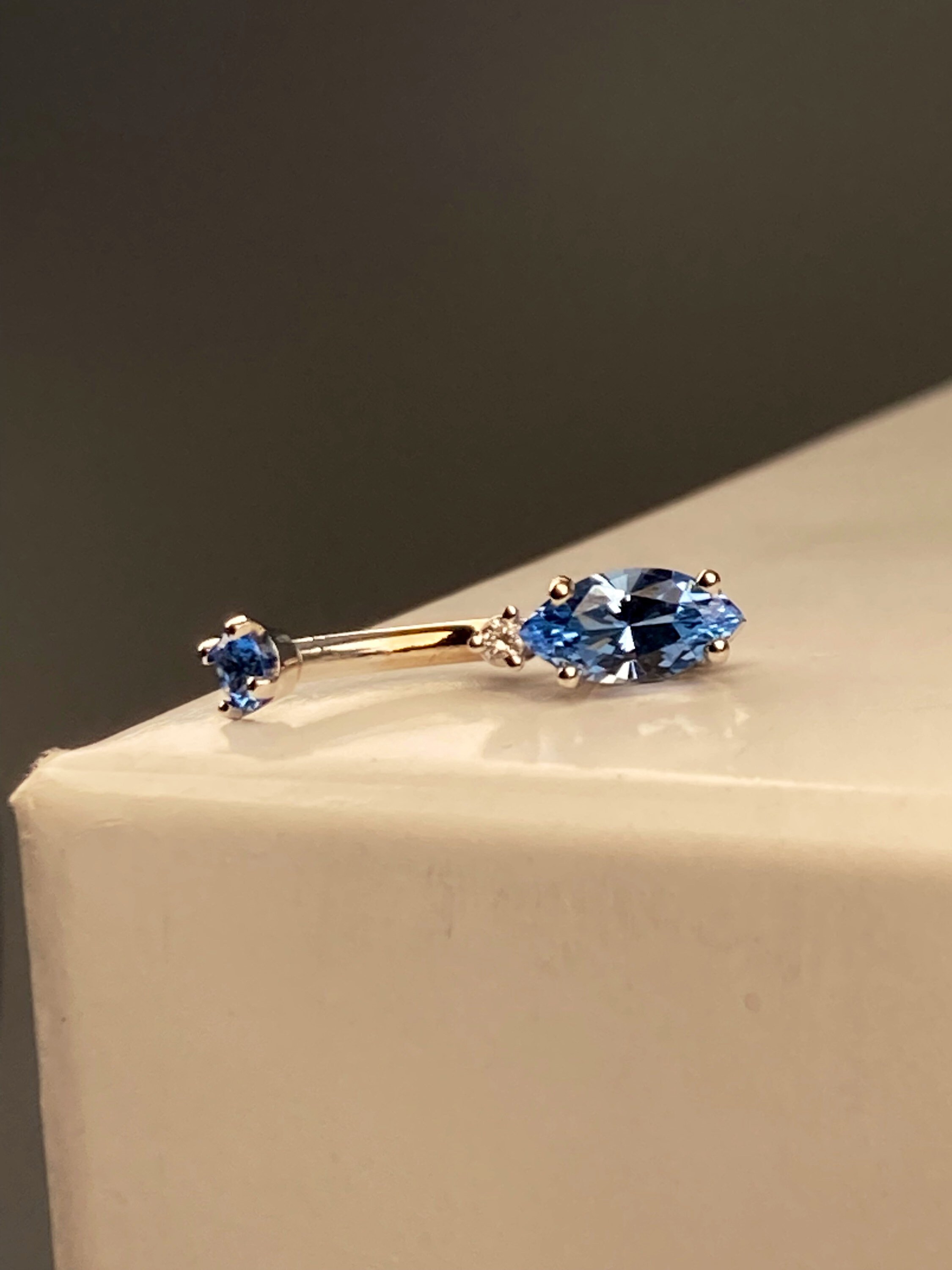 Aquamarine belly on sale button rings