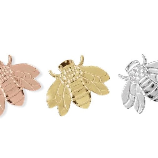 14k gold Bee body jewelry .25g threadless pin 14g, 16g threaded gold ends. Dermal tops. White, yellow, rose gold options