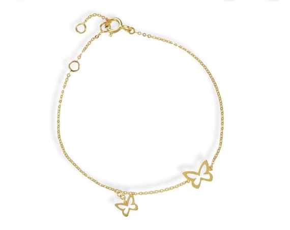14k gold butterfly charm bracelet discount