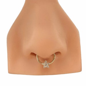 14 karat solid gold STAR flower Septum/Nipple daith tragus helix Seam rings  5/16, 3/8, 7/16, 1/2, 9/16 customization welcome