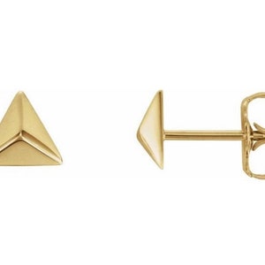 14K Yellow Gold Pyramid Earrings. Classy and Dainty perfect for every day wear