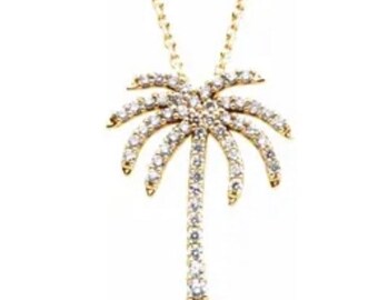 CTW Diamond Palm Tree 16 Necklace. Palm 