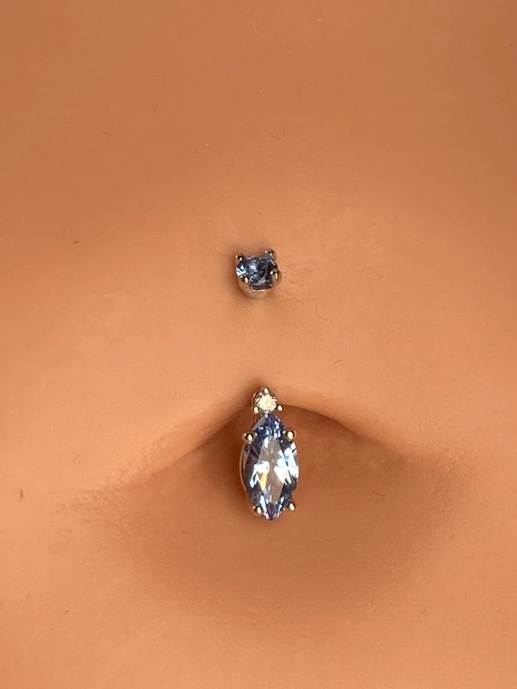 Aquamarine belly ring best sale