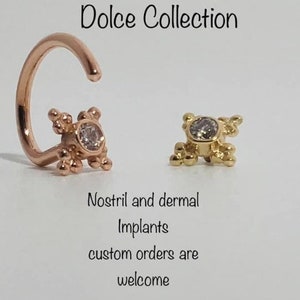 14 karat gold - Labret piercing - Dermal Piercing - Nose hoop - Nose ring - Nose stud - Nostril Hoop - Cartilage piercing  DOLCE COLLECTION