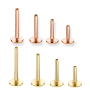14k solid gold threadless post for labret press pin decretive gold ends. threadless earrings. cartilage earring backs POD 2.5mm