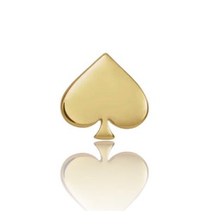 14k massief gouden schoppenaas Decoratief uiteinde. Kaartpak en lichaamssieraden Spade zonder draad, met schroefdraad, huidimplantaat 14KW 14KY 14KR