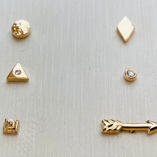 14karat Gold Dermal Options Arrow Bezel Cz Diamond Shape Etsy