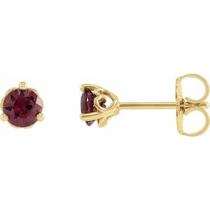 14k solid gold Natural Rhodolite Garnet Cocktail Earrings