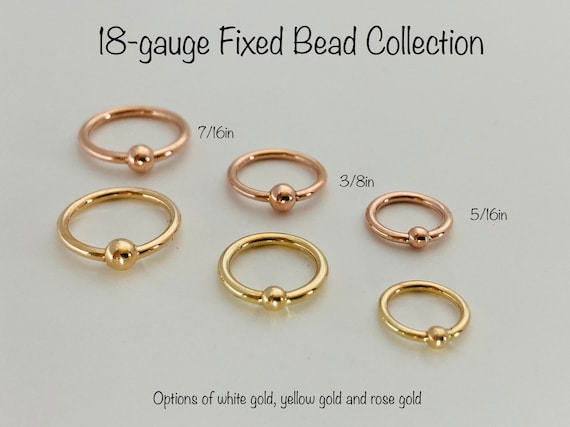 14 Karat Solid Gold Fixed Bead Ring 7 16 Inch 3 8 Inch 5 16 Inch