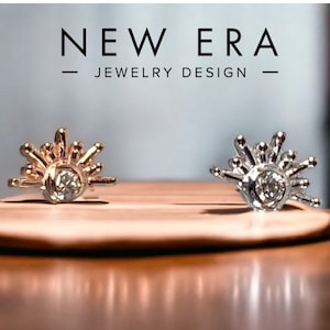 14k Solid Gold Diamond Sun Burst dekoratives Ende Schmuckkörper mit eingefädeltem und fadenlosem Ende