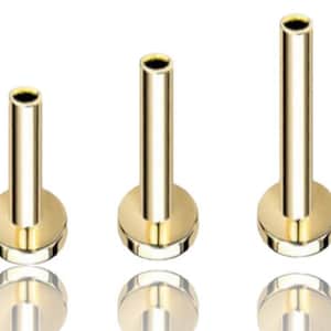 Labret Pushpin Post and Threaded Labret Post. 14 karat solid gold. Rose, white, yellow gold options. All Handmade & customizable options