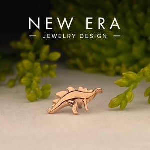14 karat solid gold dinosaur body jewelry, threadless dinosaur, threaded dinosaur, dermal implant, dinosaur jewelry