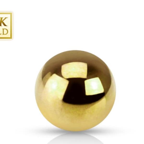 14 karat solid gold replacement ball For belly button ring. 14 gauge internally threaded. 14k Rose, yellow, white gold