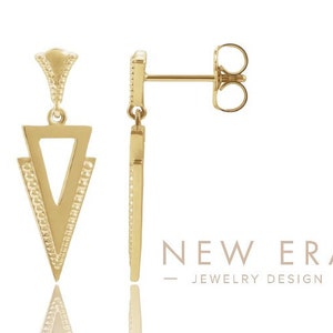 14KY 14KR 14KW Geometric dangle earrings upside down double triangle geometric jewelry