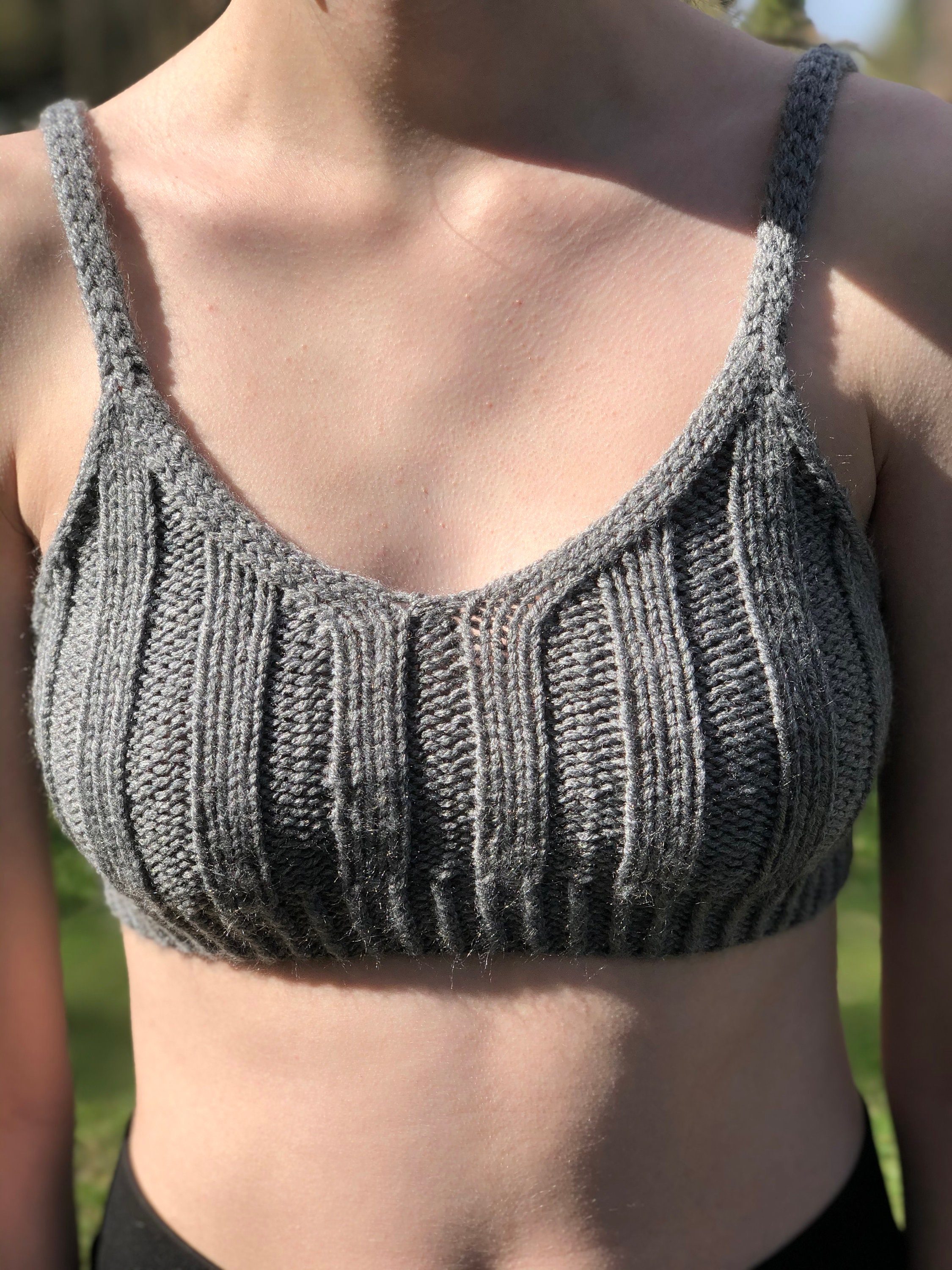 Black Cable Knitted Bralette Set, Knitwear