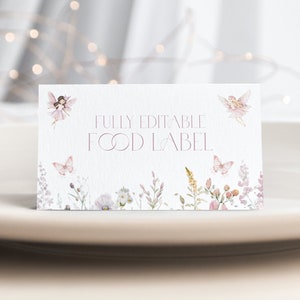 Etiqueta de comida de fada Etiqueta de comida de fada Cartão de buffet de fadas Cartão de buffet de festa de fadas Etiqueta de comida tentada de fada Etiqueta de comida de festa de primeiro aniversário de fada R2 R3