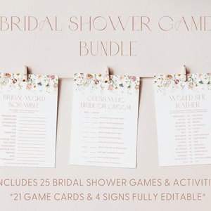 Chic Floral Bridal Shower Game Bundle Template Bridal Shower Game Bundle Pink Floral Bridal Shower Games Pink Bridal Game Bundle Pink C1 K17