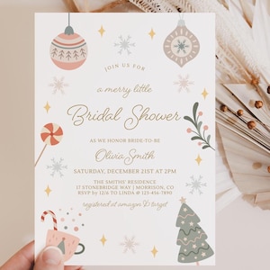 A Merry Little Bridal Shower Invitation Christmas Bridal Shower Invitation Merry Little Bridal Shower Invite Winter Bridal Shower Invite X1