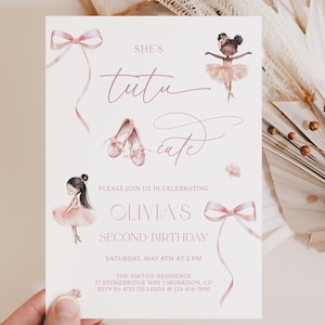 Tutu Cute Birthday Invite Girl 2nd Birthday Invitation Ballerina Bday Invitation Tutu Cute Birthday Invite Tutu Birthday Invite Ballerina L1