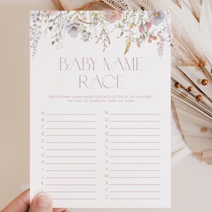 Wildflower Baby Name Race Wildflower Baby Shower Games Wildflower Baby Name Game Wildflower Baby Game Baby Name Race Game Wildflower W2