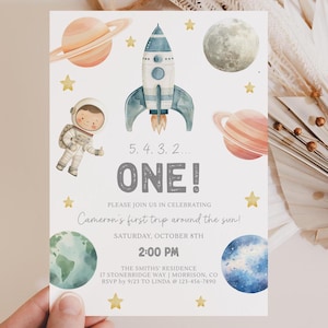 First Trip Around the Sun Birthday Invitation Space 1st Birthday Invite Outerspace Invite Space First Birthday Invitation Astronaut Invite